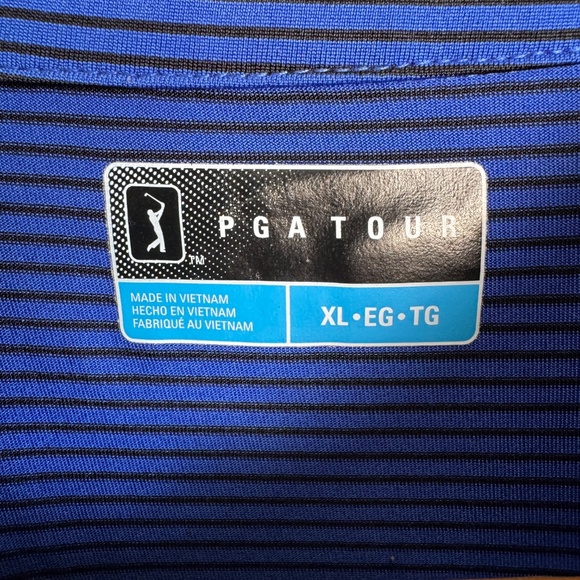 PGA‎ Tour Men's Short Sleeve Striped Golf Polo Shirt Blue Size X-Large Outdoors - Picture 4 of 13